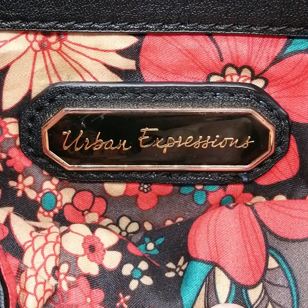 Urban Expressions Purse Womens Black M Handbag  Zip & Snap Close Double Straps - Picture 7 of 13